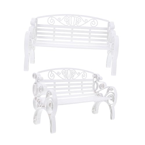 HEALSOPTHY 2 Stück Mini Modelle für Puppenhaus Dekorative Gartenbank Ornamente Hochdetaillierte Miniaturmöbel für Kreative DIY Projekte und Mini Szenen von HEALSOPTHY