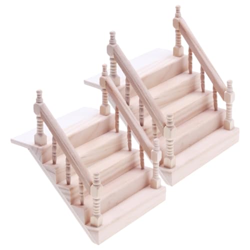 HEALSOPTHY 2 Stück Mini Puppenhaus Treppe aus Holz Teiliges Solide und Realistische Miniatur Möbel Sichere Miniatur Treppenhaus Dekoration für DIY Puppenhaus Zubehör von HEALSOPTHY