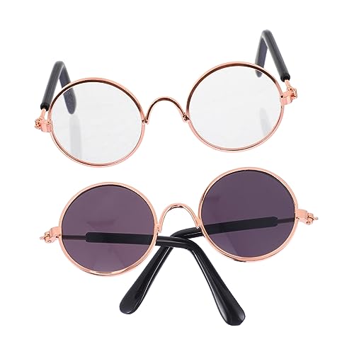 HEALSOPTHY 2 Stück Mini Sonnenbrillen für Puppen aus Legierung Runde Brille Dekoration und Zubehör für Puppenanzüge Spielzeuge für Kreative Fotorequisiten und von HEALSOPTHY
