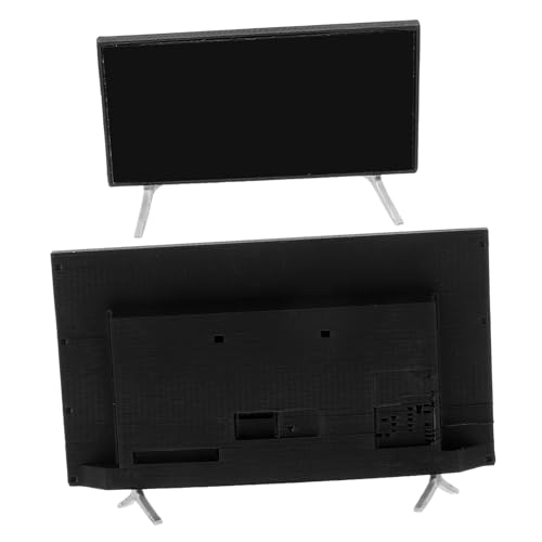 HEALSOPTHY 2 Stück Mini-TV Puppenhaus TV Mini Fernseher mit Stand Puppenhaus Unterhaltung Mini Fernseher klein Fernsehen für kleine Mädchen Puppenhaus-Miniaturgeräte Mini-Dinge Plastik Black von HEALSOPTHY