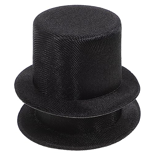HEALSOPTHY 2 Stück Mini Top Hats für DIY Bastelarbeiten Kleine Schwarze Zylinderhüte für Puppen und Schneemann Dekoration Leichte Miniaturhüte für Weihnachts und Geburtstagsfeiern von HEALSOPTHY