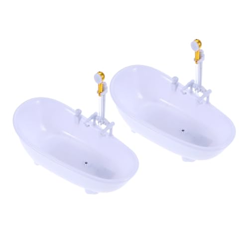 HEALSOPTHY 2 Stück Mini -Wasserstrahlbad fusswanne für Pool Puppenbadewanne Puppenduscheimer Puppenduschbecken Puppenschwimmbad Badewerkzeug Puppe elektrische Badewanne Weiß von HEALSOPTHY