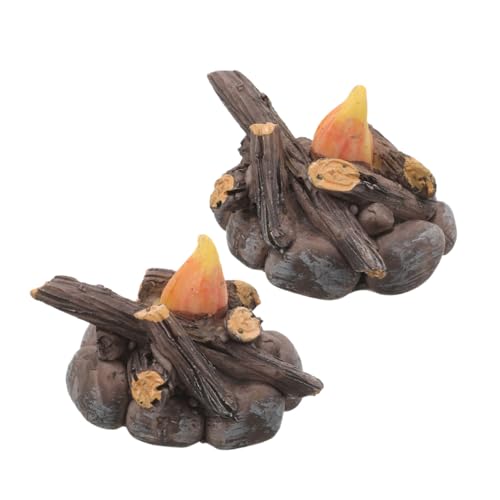 HEALSOPTHY 2 Stück Miniatur Lagerfeuer Zubehör Heimdekoration Landschaftsbau Lagerfeuer Modell Harz Feuer Modell Mini von HEALSOPTHY