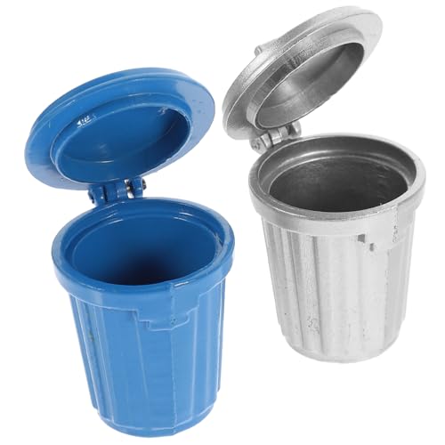 HEALSOPTHY 2 Stück Miniatur Mülleimer aus Langlebiger Legierung Detailreiches Puppenhaus Zubehör für Sandtisch Mikro Landschaft Mini Haus Deko und Fotorequisiten Kleine Abfalltonne in Silber von HEALSOPTHY