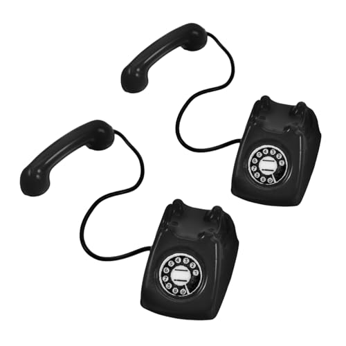 HEALSOPTHY 2 Stück Miniatur Retro Telefon aus Robuste Vintage Telefone für Puppenhaus Dekoration Detailreiche Szene-Accessoires und Kreatives Miniatur Wohnzubehör von HEALSOPTHY