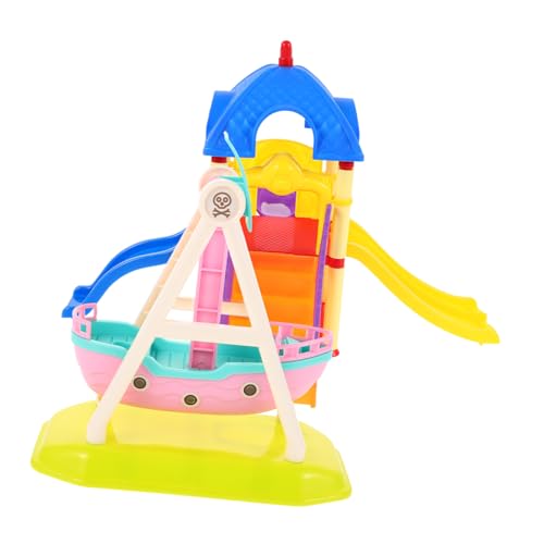 HEALSOPTHY 2 Stück Miniatur Spielplatz Modelle Teiliges mit Rutsche und Piratenschiff Kindgerechtes für Rollenspiele Babyzubehör für Puppen Fördert Kreativität Motorik und Soziale von HEALSOPTHY