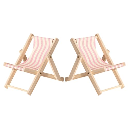 HEALSOPTHY 2 Stück Miniatur Strandstuhl Handyhalter aus Holz Klappbarer Desktop standfuß Stabiles Niedliche Sommerküsten Dekoration für Büro und Zuhause von HEALSOPTHY