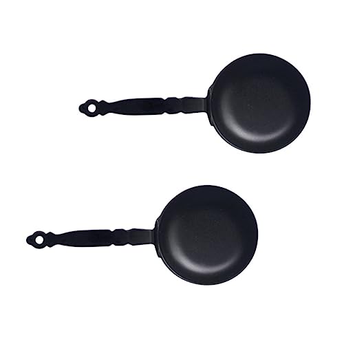 HEALSOPTHY 2 Stück Minipfanne für kinderspielzeug Toys hühner Kid Toys Mini-Pfanne Mini vorgetäuschte Pfannen Miniaturpfannen Mini-Pan-Modell Legierung Black von HEALSOPTHY