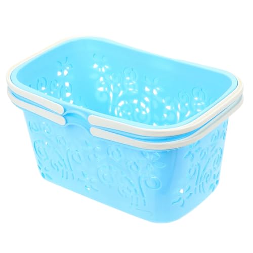 HEALSOPTHY 2 Stück Obstkorb Lebensmittelladen Kleiner Korb Kleine Körbe Kleine Körbe Miniatur Spielzeugkorb Spiel Einkaufskorb Kleine Einkaufskörbe Modell Blauer Kunststoff von HEALSOPTHY