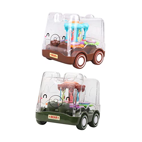 HEALSOPTHY 2 Stück Pull Back Bus Transparentes Cartoon Auto Teiliges Robuste Konstruktion für Bildung für Geburtstage von HEALSOPTHY