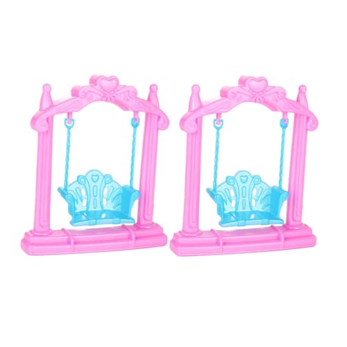 HEALSOPTHY 2 Stück Puppenhausschaukel Mini-hängesessel-Ornament Heimdekorationen Desktop - Dekoratives Schaukelmodell Mini-hausschaukel-Requisite Puppenhausverzierung Rosa Plastik von HEALSOPTHY
