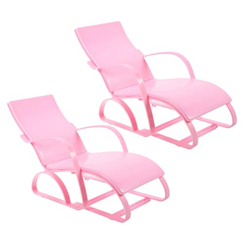 HEALSOPTHY 2 Stück Puppenstrandkorb Sandkasten Puppenhochstuhl Buggy Puppenwagen Puppenträger kinderspielzeug puppenmöbel Mikro-Landschafts-Miniatur-Strandkorb Miniatur-Hausstuhl Plastik Rosa von HEALSOPTHY