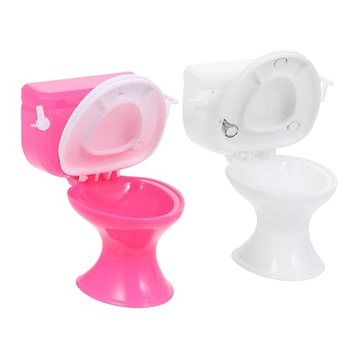 HEALSOPTHY 2 Stück Puppentoilette Simulationsspielzeug Engstes Werkzeugspielzeug Aus Kunststoff Simulation Mini Closetool Simuliertes Engstes Plastik Weiß von HEALSOPTHY