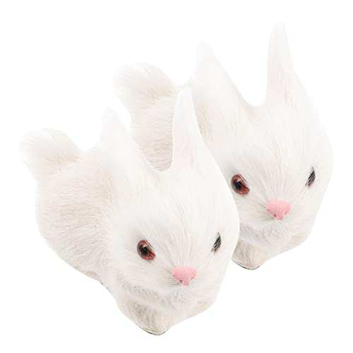 HEALSOPTHY 2 Stück Realistische Simulation Hasenfigur Plüschige Furry Kaninchen Dekoration mit Lebensechtem Aussehen Handliche für und Spiel Detailreiche Augen Niedliche Tiermodelle von HEALSOPTHY