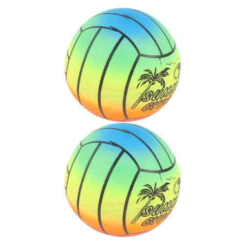 HEALSOPTHY 2 Stück Regenbogen Volleyball Pool Volleyball Motorisierter Pool Schwimmball Aufblasbares Spiel Spielplatz Pool Basketballkorb Aufblasbarer Strandball Für Kleinkinder von HEALSOPTHY