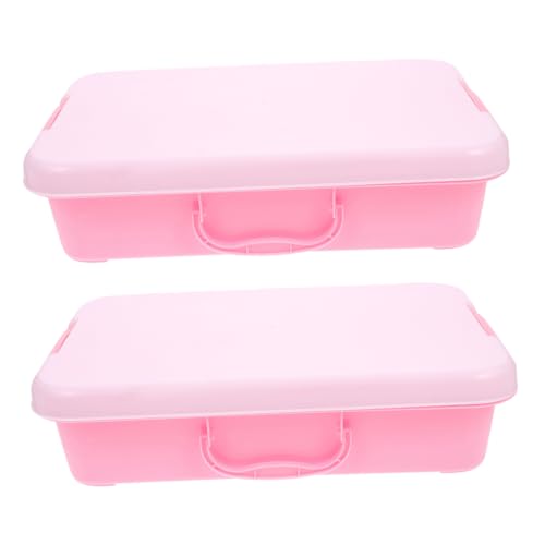 HEALSOPTHY 2 Stück Sandtisch-aufbewahrungsbox Bausatz Sensorisches Tablett Sandkasten Tischsandkästen Sandspielzeug Strand Aufbewahrungskorb Aus Weidengeflecht Mit Deckel Punkt Rosa Abs von HEALSOPTHY