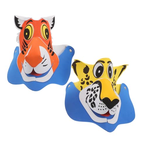 HEALSOPTHY 2 Stück Sonnenhut für kindermütze tiermütze tierische Kopfbedeckung Tiger-Kopfbedeckung Partyzubehör Tiere Hut Karneval Tierhut dekorativer Tigerhut Tierhüte-Party Schaum von HEALSOPTHY