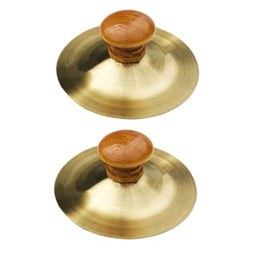 HEALSOPTHY 2 Stück Teiliges Fingerzimbel mit Holzgriff Kleine Cymbals für Robustes Hand Percussion Instrument für Bühnenauftritte Bauchtanz Musikalische Früherziehung und Rhythmusförderung von HEALSOPTHY