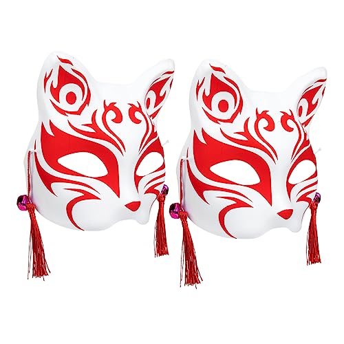 HEALSOPTHY 2 Stück Teiliges Japanische Fuchs Halbgesichts Masken Multifunktionale Tiermasken mit Feiner Verarbeitung Leicht und Komfortabel Geeignet für Kostümpartys Cosplay und von HEALSOPTHY