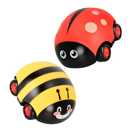 HEALSOPTHY 2 Stück Teiliges Mini Aufziehauto mit Tiermotiven Reibungsbetriebene Kinderautos in Rot und Gelb Fördert Motorik und Kognition als und Partyzubehör für Mädchen und Jungen von HEALSOPTHY