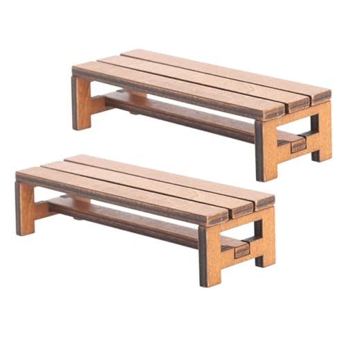 HEALSOPTHY 2 Stück Teiliges Miniatur Holzstuhl Realistische Puppenhausmöbel Vielseitig für Miniaturhäuser Gartendekoration und Fotorequisiten Braune Holzmöbel für Kleine Szenerien von HEALSOPTHY