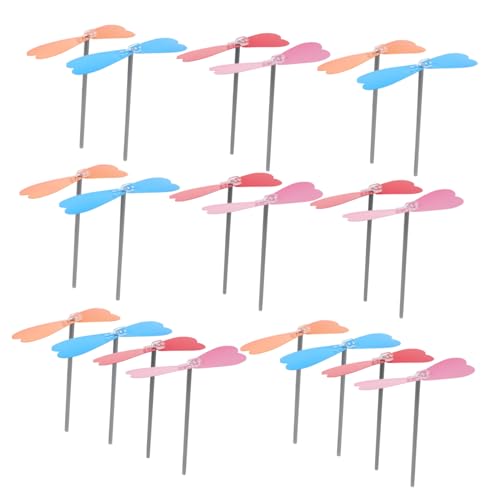 HEALSOPTHY 20 Stück Fliegende Bambuslibellen Outdoor Flugspielzeug Sport Flugspielzeug Handhubschrauber Fliegende Libellen Spielzeuge Für Interaktives von HEALSOPTHY