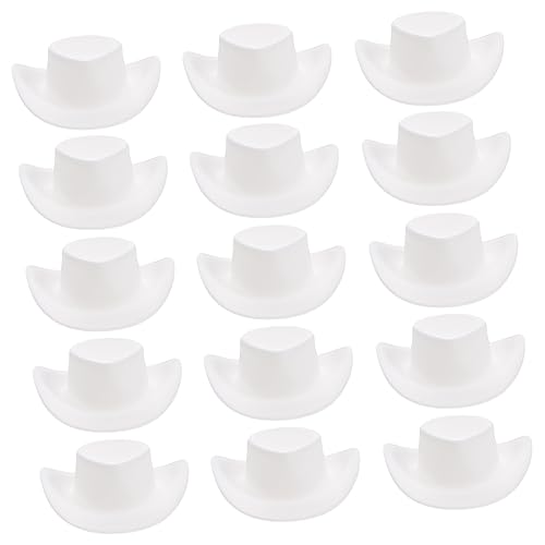 HEALSOPTHY 20 Stück Mini Cowboyhüte Plastik Miniaturhüte für Puppen Bastelprojekte und Partyzubehör Wiederverwendbar Farbenfroh für Freunde von HEALSOPTHY