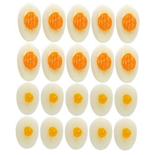 HEALSOPTHY 20 Stück Miniatur Eier Eier Ornamente Miniatur Modelle Mini Halb Eier Modelle Puppenhaus Dekoration Lebensmittel Rollenspielzeug Mini Küchen Ei DIY Ei Bastelspielzeug von HEALSOPTHY