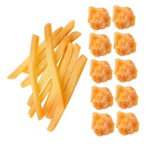 HEALSOPTHY 20 Stück Snack-Modell Küchenspielzeug Spielzeugnahrung Braten -bratpfanne Gefälschtes Essen Pommes Frittes Küchenzubehör Gefälschte Pommes-Frites-Dekoration Requisiten PVC von HEALSOPTHY