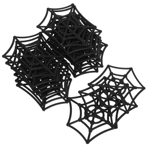 HEALSOPTHY 20 Stück Spinnennetz- Gefälscht Gruselig Web-Shooter Animiert Halloween-Web Miniatur Party Kostüm Ornamente Netze Dekorationen Figuren Neon Glühen Streich Black Plastik von HEALSOPTHY
