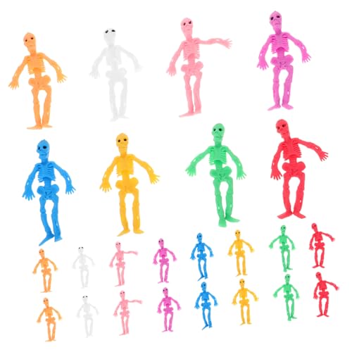 HEALSOPTHY 20 Stück Teiliges Bunte Dehnbare Mini Skelett Spielzeuge Elastische Halloween Deko und Stressabbau Wiederverwendbare Party Beschäftigung für Erwachsene von HEALSOPTHY
