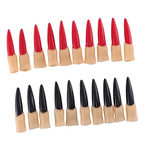 HEALSOPTHY 20 Stück Teiliges Halloween Fingernägel Cover Flexible Rote und Schwarze Krallen Realistische Kunstnägel für Damen und Bequemes Aufstecken für Halloween Party Kostüm und von HEALSOPTHY