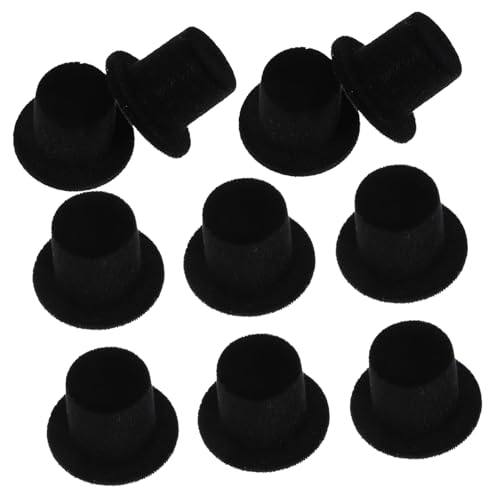 HEALSOPTHY 20 Stück Teiliges Mini Clown Hut Schwarze Kleine Dekorative Puppenhüte aus Flockiertem Harz DIY Weihnachtsmützen für Bastelprojekte Puppenbekleidung und Festliche Dekoration von HEALSOPTHY