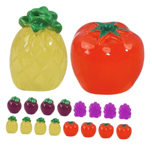 HEALSOPTHY 20 Stück Teiliges Mini Kunstobst Realistische Miniatur Früchte Dekoration Detailgetreue Simulation von Ananas und Trauben für Puppenhaus DIY und Tischdeko von HEALSOPTHY