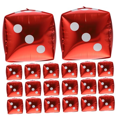 HEALSOPTHY 20 Stück Teiliges Würfel Aluminiumfolie Partyballons in Rot Würfelförmige Folienballons für Themen Feiern Wetterfeste Dekoration für Indoor und Outdoor Festlicher Spielatmosphäre von HEALSOPTHY