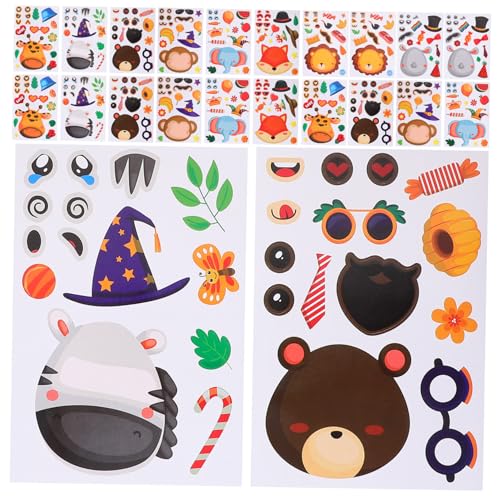HEALSOPTHY 24 Blatt Teiliges Selbstklebende Cartoon Tierpuzzle Aufkleber für DIY Bastelprojekte Belohnungssticker Geschenkverzierung Briefumschlag Dichtungen Scrapbooking von HEALSOPTHY