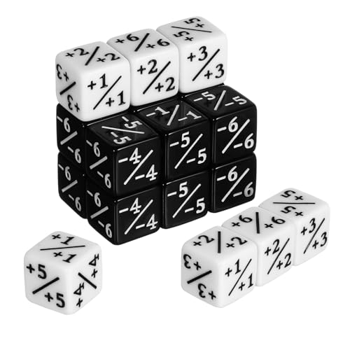 HEALSOPTHY 24 Stück Acryl Würfel Zähler Robuste Spielwürfel für Mathematik Lernen und Partyspiele Tragbare Klar Bedruckte Plus Minus Würfel für Erwachsene von HEALSOPTHY