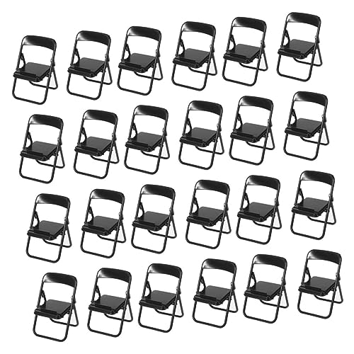 HEALSOPTHY 24 Stück Mini-Stuhl plastiktisch plastikenten dekoring faltstuhl Handy halterungen Decor klein Behälter Auto Hochstuhl Krippe Miniatur-Klappstuhlmodell Mikrolandschaftsdekor Black von HEALSOPTHY