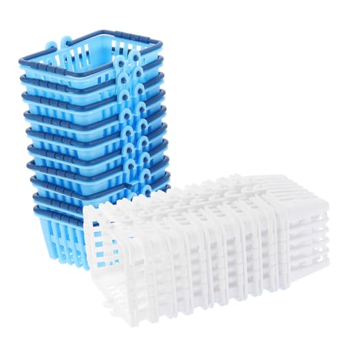 HEALSOPTHY 24 Stück Spielhaus-Requisiten Korb Faltbar Wagen Desktop-Dekorationen Kleine Körbchen Für Vorratsbehälter Desktop-Ornament Mini Körbe Kleine Lagerbehälter Plastik von HEALSOPTHY