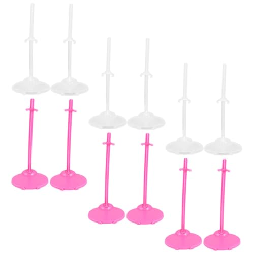 HEALSOPTHY 24 Stück Teiliges Puppenständer aus Transparentem und Rosa Stabile Doll Support Racks Leichte Figurenhalter für Puppenhausmöbel Tragbar und Langlebig für Puppen Displays von HEALSOPTHY