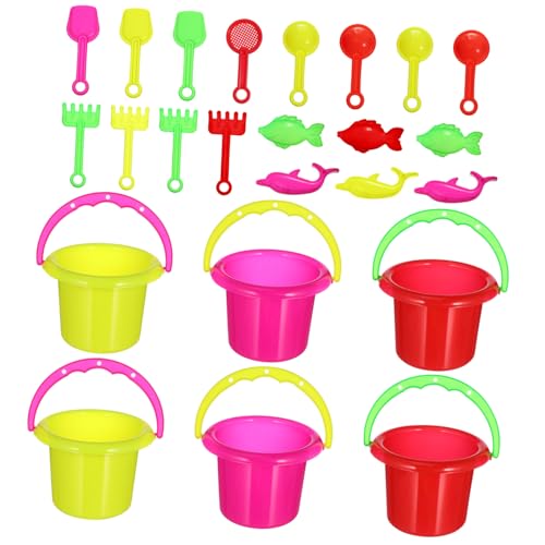 HEALSOPTHY 24 Stück Teiliges Sandspielzeug Bunte Kleine Sand Eimer für Strandspielzeug Leicht und Langlebig Eltern Junge Mädchen für Jungen und Mädchen von HEALSOPTHY