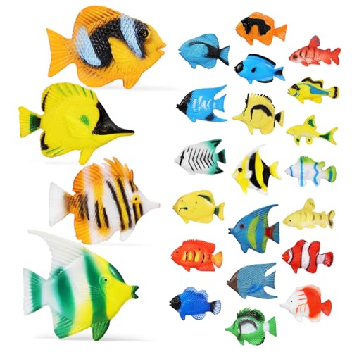 HEALSOPTHY 24Stücke Teiliges von Tropischen Fischspielzeugen Realistische Plastikfischmodelle für Lernaktivitäten Schwimmbadspielzeug und Party Dekorationen von HEALSOPTHY