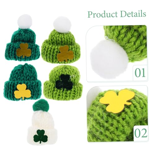 HEALSOPTHY 25 Stück Teiliges Mini Strickmützen aus Wollgarn für DIY Bastelprojekte Saint Patrick's Day Partydekoration Wiederverwendbare Kleine Hüte in Grün Weiß für Puppen und Festschmuck von HEALSOPTHY