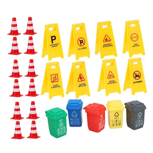 HEALSOPTHY 25 Stück Verkehrskognitives Zeichen Zapfen Mini Müll Spielzeugkegel Wir Party Klein Ampel Outdoor Verkehrsschilder Spielset Plastik von HEALSOPTHY