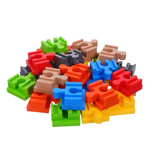 HEALSOPTHY 28 Stück Teiliges Bunter Holz-schienenverbinder Präzise Passform Langlebig Sicherer Halt für Holz-eisenbahnzubehör Fördert Einfallsreiches Lernen Einfache Montage für Eltern von HEALSOPTHY