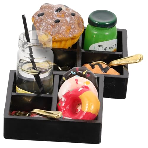 HEALSOPTHY 2sätze Miniatur Haus Zubehör Von Miniaturen Mit Teetasse Serviertablett Und Kleinen Lebensmitteldekorationen Für -szenen Und Rollenspiele von HEALSOPTHY