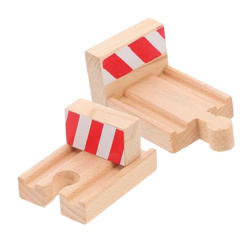 HEALSOPTHY 2Stücke Holz Zugstopp Gleis DIY Eisenbahnzubehör für Robustes Holzmaterial für Kreative Spiele und Eltern Interaktion von HEALSOPTHY
