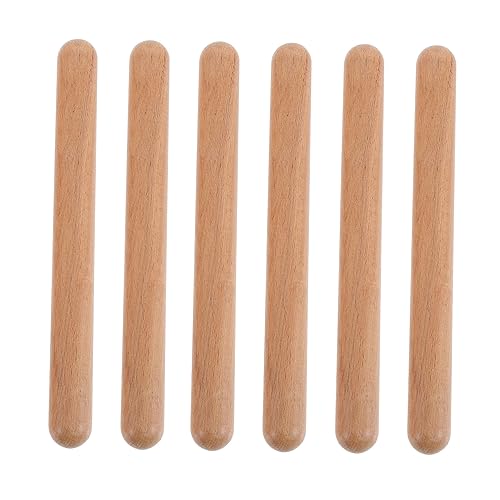 HEALSOPTHY 3 Paare Holz Claves Percussion Sticks Rhythmusstäbe aus Massivem Hartholz für Anfänger Musikunterricht und Junge Musiker von HEALSOPTHY