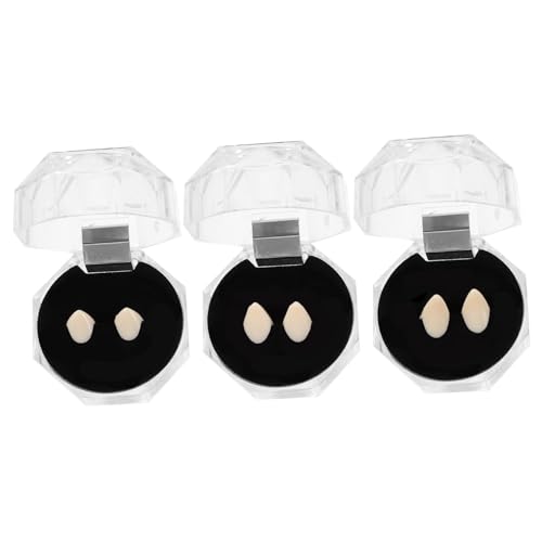 HEALSOPTHY 3 Paare Vampirzähne Kunstzähne Spitze Fangzähne für Halloween Cosplay Kostüm Party Unisex ohne Kleber Sicher Ungiftig von HEALSOPTHY