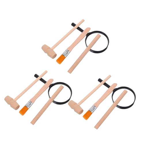 HEALSOPTHY 3 Sätze Archäologisches Ausgrabungsset für Teilig mit Holzhammer Meißel Pinsel Teiliges Lernspielzeug für Junge Pädagogisches Fossilien und Mineraliengrabungsset von HEALSOPTHY